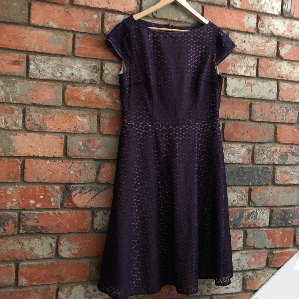 Black Label Evan-Picone Plum Lace Overlay Dress 14